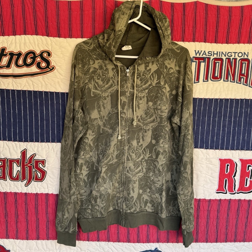 Size XL - Green Full Zip Animal AOP All Over Print Character Hero